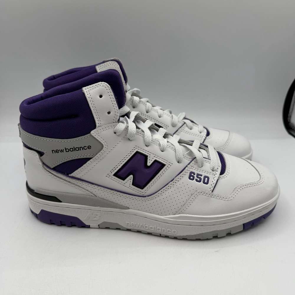 New Balance 650 Basketball Shoes Mens 11 D White Purple Leather Sneaker BB650RCF